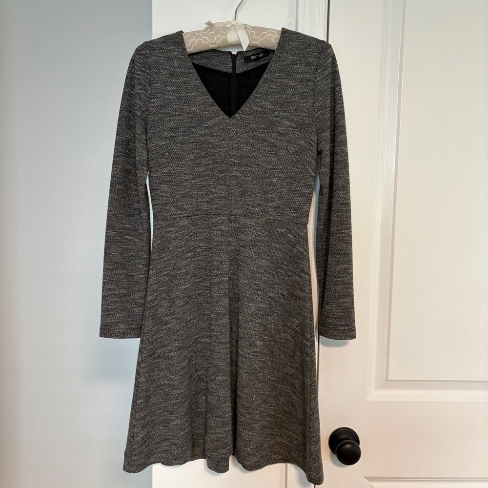 Madewell Gray Fit & Flare Long Sleeve Mini Dress - Women's Size 0‎